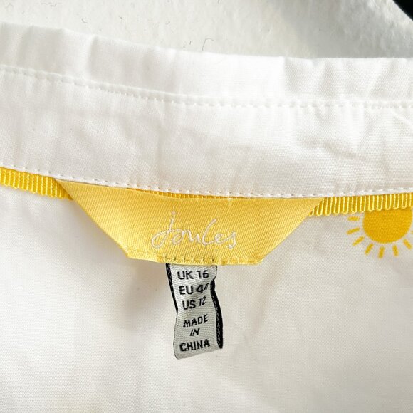 JOULES White Dela Button Front Shirt Top in Sun Sunny Sunshine Print - Picture 8 of 8